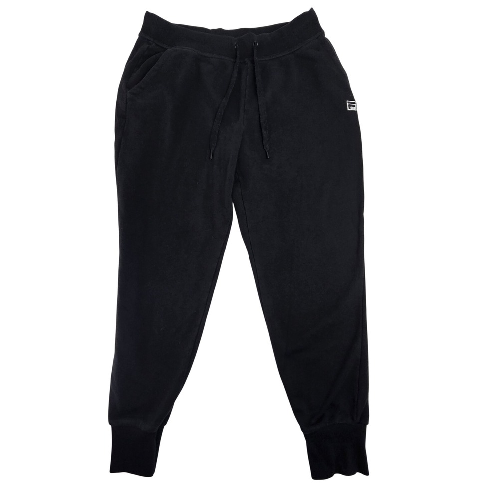 Fila Mens‎ Fleece Jogger Sweatpants Black Drawstring Tapered Size Large L